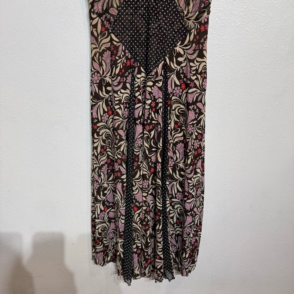 ANAC by Kimi Black Pink Floral Polka Dot Midi Dress Sz M - Picture 5 of 12